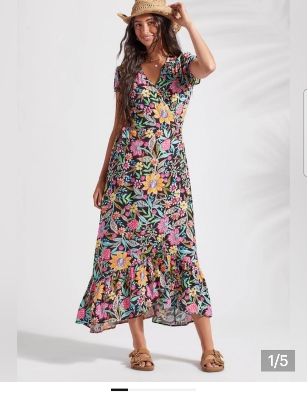 XIX Palms x Tribal Floral Maxi Dress - Black with Multicolor Flowers